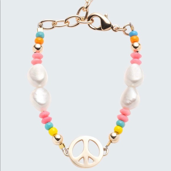 DANNIJO Garcia Peace Goldplated Pearl Beaded Bracelet NWT - Picture 3 of 12